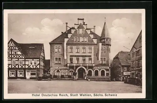 AK Wehlen /Sächs. Schweiz, Hotel Deutsches Reich, Bes.: Felix Schumann