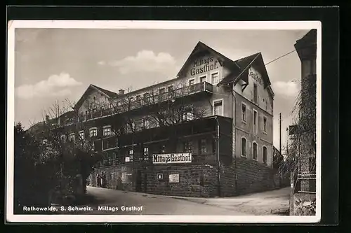 AK Rathewalde /S. Schweiz, Mittags Gasthof mit Strassenpartie