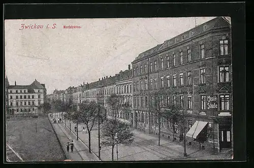 AK Zwickau i. S., Nordstrasse mit Musikschule