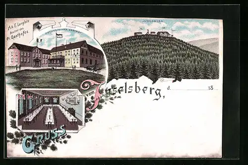 Lithographie Inselsberg, Preussischer Gasthof mit Speisesaal