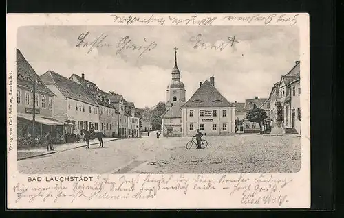 AK Bad Lauchstädt, Strassenpartie am Marktplatz