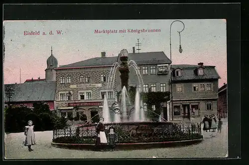 AK Eisfeld a. d. W., Marktplatz mit Königsbrunnen, Hotel Deutsches Haus