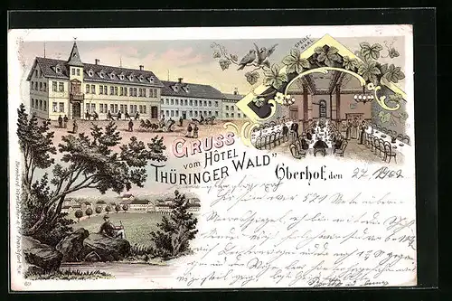 Lithographie Oberhof /Thür., Hotel Thüringer Wald