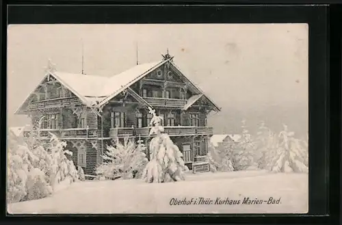 AK Oberhof i. Thür., Kurhaus Marien-Bad im Tiefschnee