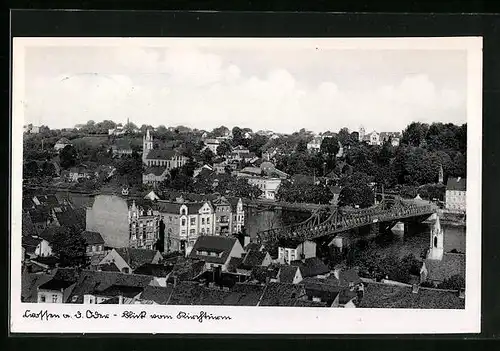 AK Crossen /Oder, Totalansicht aus der Vogelschau