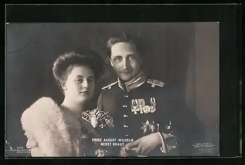AK Prinz August Wilhelm von Preussen nebst Braut