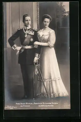 AK Prinz August Wilhelm von Preussen u. Prinzessin Alexandra Victoria von Schleswig-Holstein