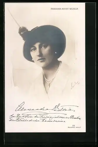 AK Prinzessing August Wilhelm von Preussen