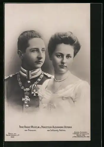 AK Prinz August Wilhelm von Preussen und Prinzessin Alexandra Victoria von Schleswig-Holstein