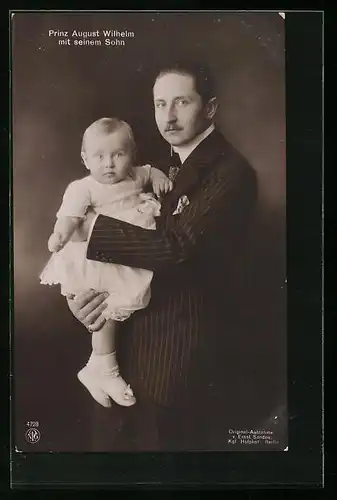 AK Prinz August Wilhelm von Preussen mit seinem Sohn