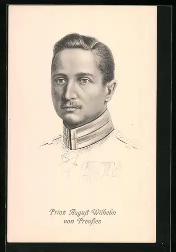 AK Prinz August Wilhelm von Preussen im Porträt als Zeichnung