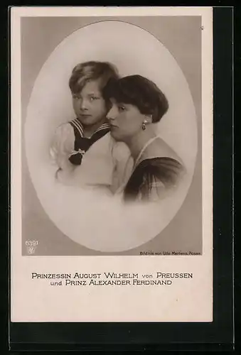 AK Prinzessin August Wilhelm von Preussen und Prinz Alexander Ferdinand