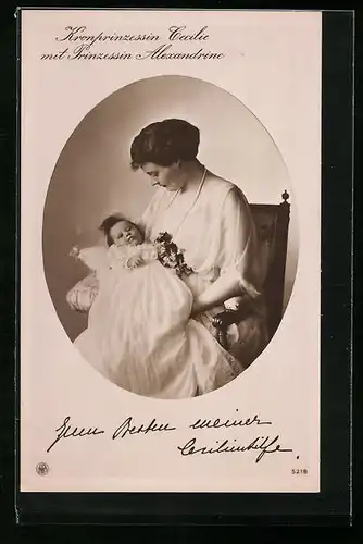 AK Zum Besten meiner Cecilienhilfe - Kronprinzessin Cecilie mit Prinzessin Alexandrine als Täufling