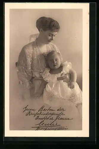 AK Kronprinzessin Cecilie mit Kind - Zum Besten des Kinderhilfswerks Deutscher Frauen