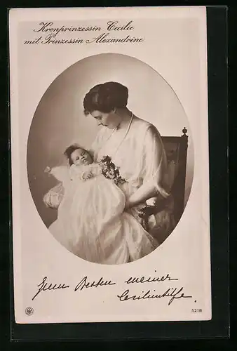 AK Kronprinzessin Cecilie mit Prinzessin Alexandrine als Täufling