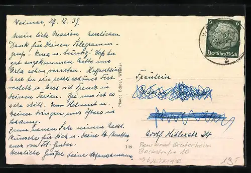 AK Weimar, Pensionat Gruberheim, Bockstrasse 10