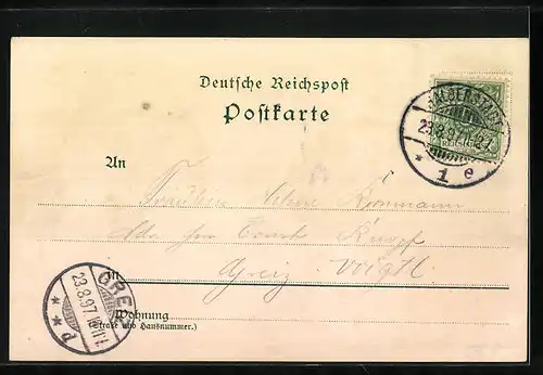 Lithographie Halberstadt, Gasthaus Felsenkeller