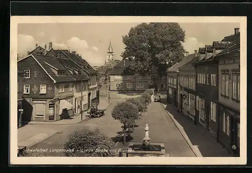 AK Langensalza, Lange Strasse mit Brunnen