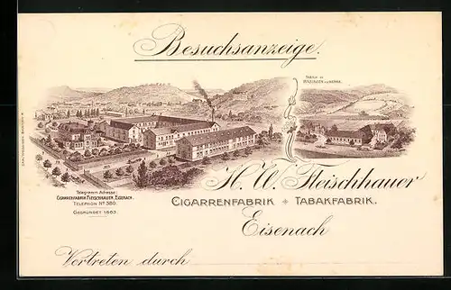 AK Eisenach, Cigarren- und Tabakfabrik H. W. Fleischhauer, Besuchsanzeige