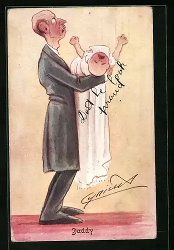 Künstler-AK Cynicus: Cynicus: Father with baby