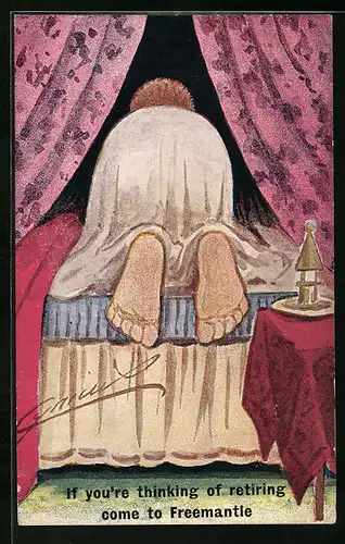 Künstler-AK Cynicus: If you`re thinking of retiring come to Freemantle.