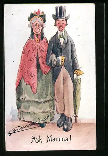 Künstler-AK Cynicus: Ask Mamma! the old couple
