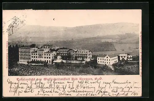 AK Bad Kreuzen, Totalansicht der Wasserheilanstalt