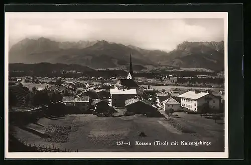 AK Kössen, Panorama mit Kaisergebirge