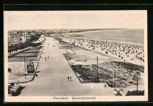 AK Warnemünde, Blick zur Bismarckpromenade