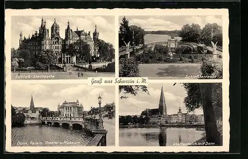 AK Schwerin i. M., Dom, Palais, Theater und Schloss
