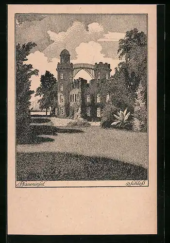 AK Potsdam, Pfaueninsel mit Schloss