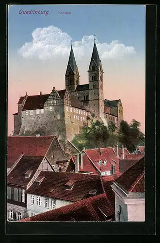AK Quedlinburg, Blick zum Schloss