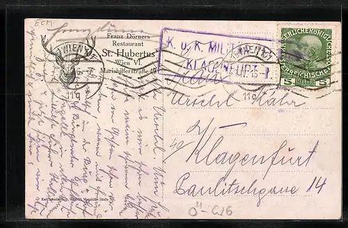 AK Wien, Dörners Restaurant St. Hubertus, im Speisesaal