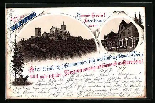 Lithographie Wartburg und Wartburg-Restauration