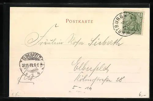 Lithographie Wartburg von Osten