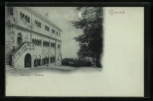 Mondschein-AK Eisenach, Wartburg mit Eingang