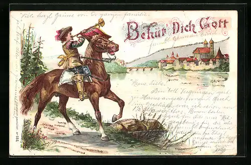 Lithographie Behüt Dich Gott!, Trompeter von Säckingen