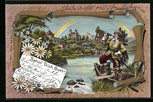 Lithographie Behüt Dich Gott!, Trompeter von Säckingen & Regenbogen