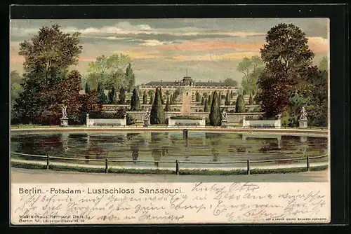 Lithographie Potsdam, Lustschloss Sanssouci