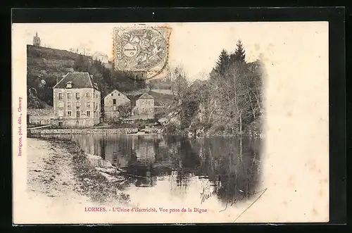 AK Lormes, L`Usine d`electricite, vue prise de la Digue