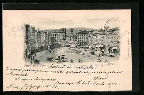 AK Linz a. D., Blick auf den Franz Josef-Platz