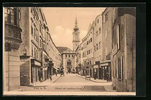 AK Linz a. D., Altstadt mit Landhaus-Portal