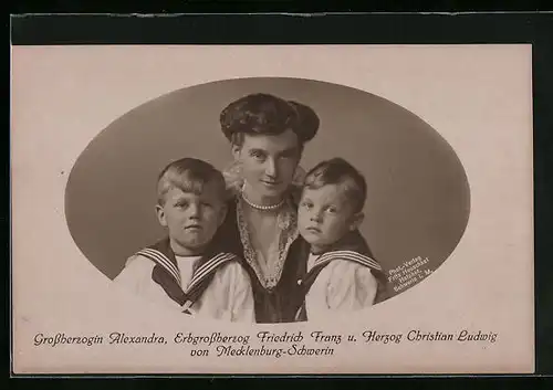 AK Grossherzogin Alexandra, Erbgrossherzig Friedrich Franz und Herzog Christian Ludwig von Mecklenburg-Schwerin