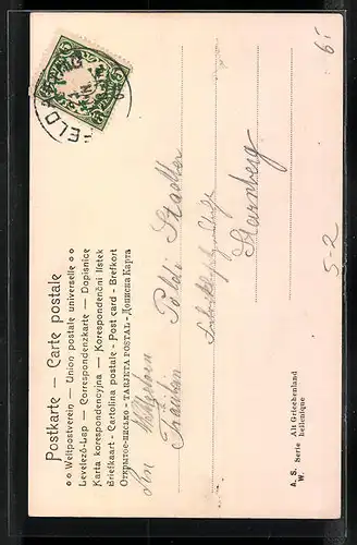 AK Fräulein spielt auf einer Lyra, Jugendstil