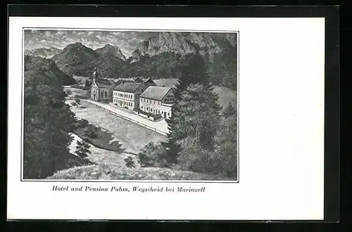 AK Wegscheid, Blick auf Hotel-Pension Puhm