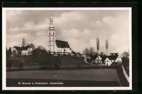 AK St. Marein am Pickelbach, Teilansicht mit Kirche