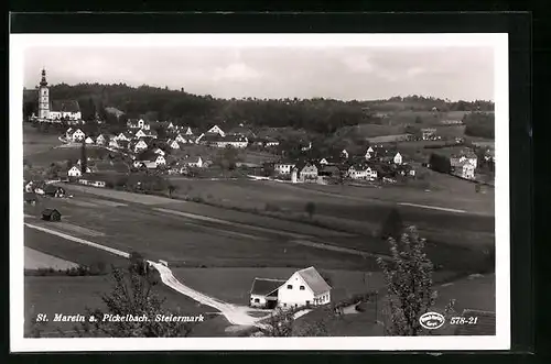 AK St. Marein am Pickelbach, Panoramablick aus der Vogelschau