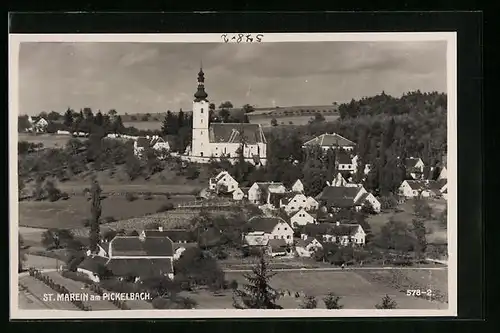 AK St. Marein am Pickelbach, Teilansicht mit Kirche