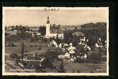 AK St. Marein am Pickelbach, Teilansicht mit Kirche