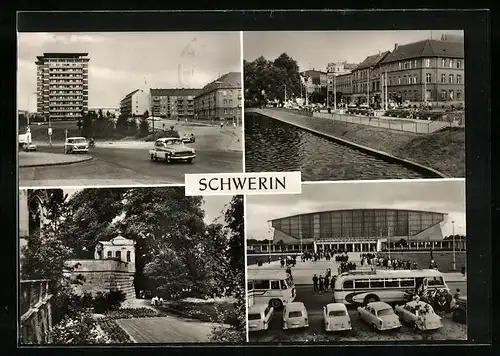 AK Schwerin, Werner-Seelenbinder-Strasse, Thälmannstrasse, Burggarten